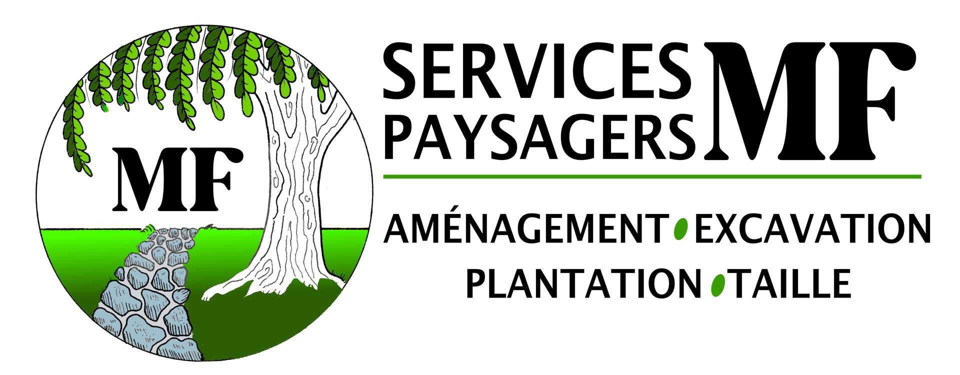 Un logo pour une entreprise appelée services mf paysagers