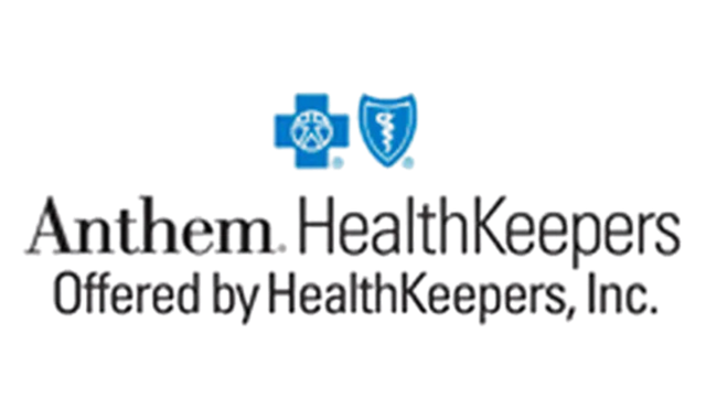 Anthem HealthKeepers logo with blue shield icons and “Offered by HealthKeepers, Inc.” text