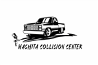 Black and white logo: Pickup truck with "Washita Collision Center" text below.