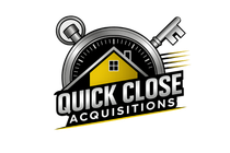 A logo for quick close acquisitions with a house and two keys
