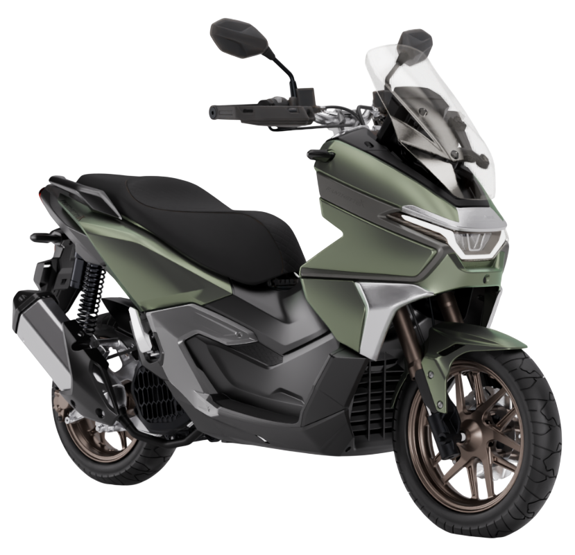 Uno scooter Piaggio Beverly bianco visto di profilo su sfondo bianco.