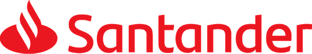Il logo rosso di Santander, con il marchio denominativo e l'icona stilizzata della fiamma.