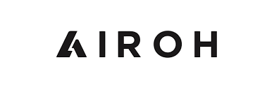 Testo nero su sfondo bianco con la scritta "AIROH", e un'icona stilizzata a forma di "A" sulla sinistra.