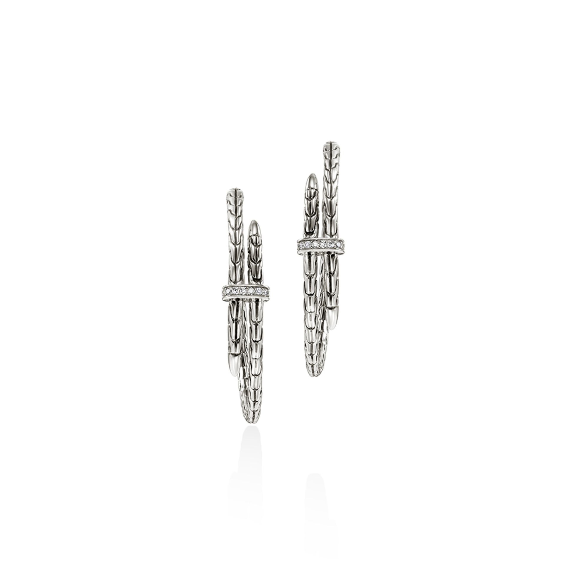 John Hardy Spear Hoop Earring, Sterling Silver, Diamonds