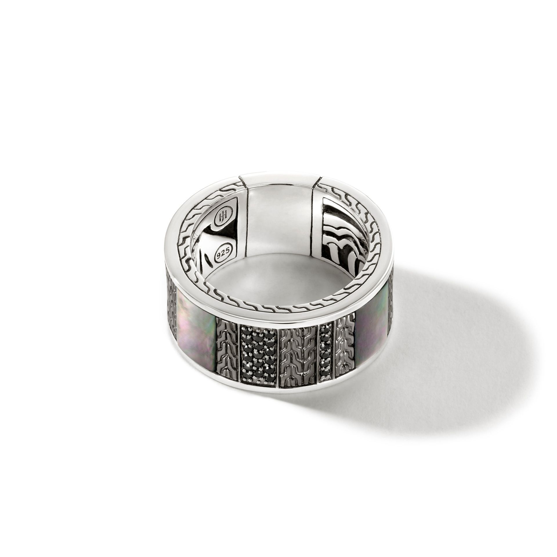 John Hardy Carved Chain Ring, Dark Silver, Hardstones