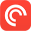 A red square with a white circle in the middle.