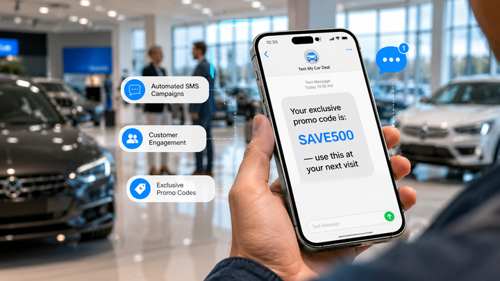 Text My Car Deal automated SMS marketing software delivering promotional offers to dealership customers