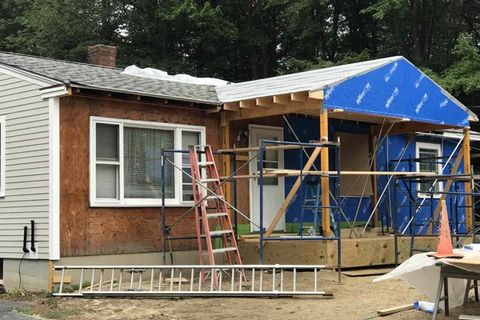 In progress home exterior renovation — Peterborough, NH — Wheeler Construction