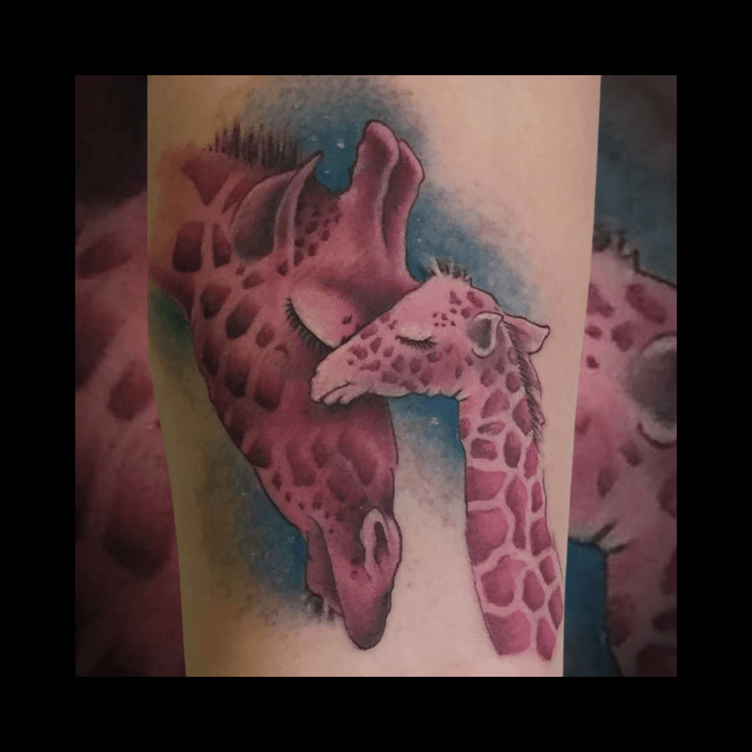 giraffes with watercolour effect