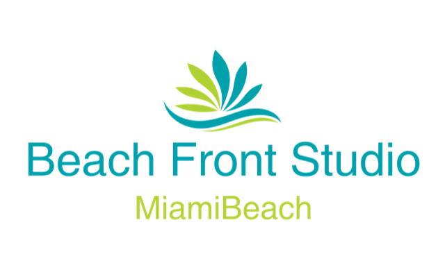 A logo for beach front studio miami beach