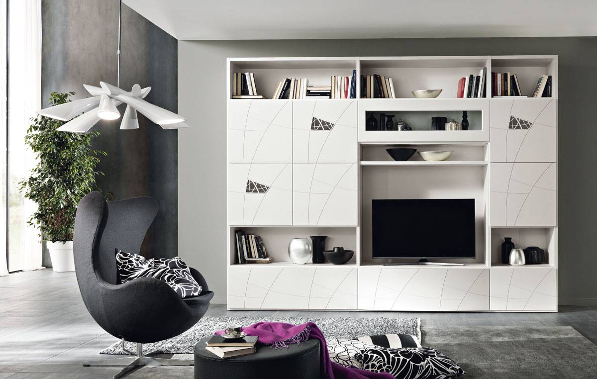 Mobile porta TV e libreria bianco