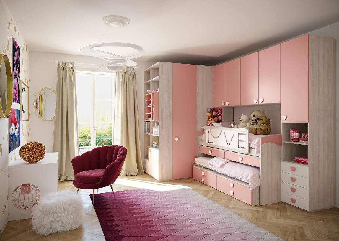 Cameretta per bambina rosa
