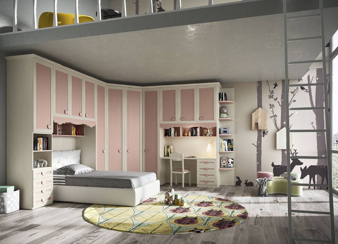 Camera per bambini con armadio componibile