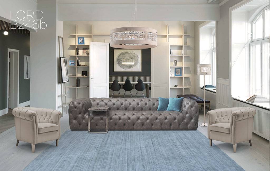 Divano in pelle grigio