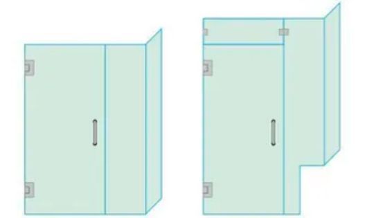 Frameless 90 degree shower door