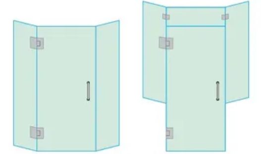 Frameless neo-angle shower door