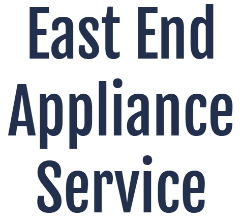 The logo for east end appliance service is blue and white.