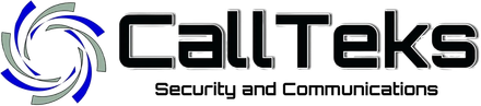 CallTeks logo with swirling blue and gray design and text
