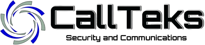 CallTeks logo with swirling blue and gray design and text
