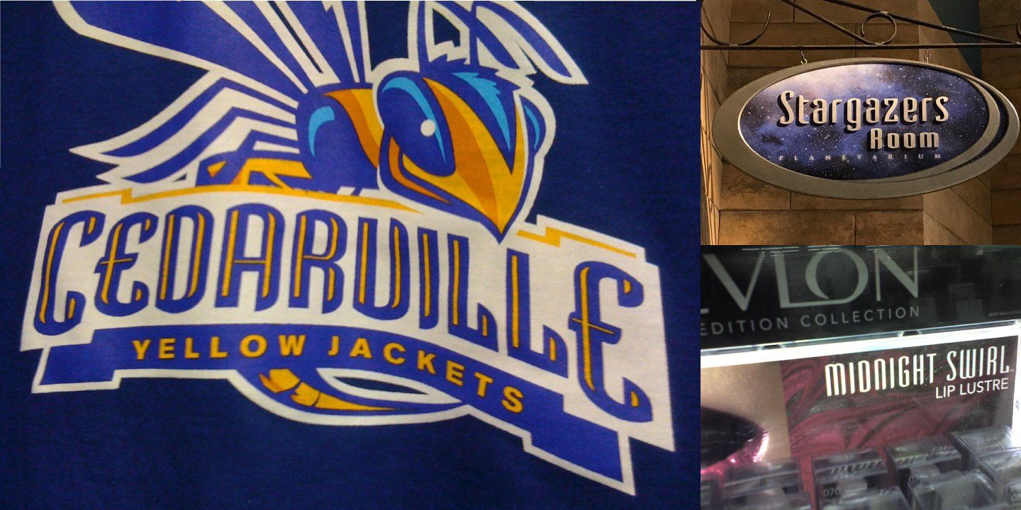 a blue shirt that says cedarville yellow jackets