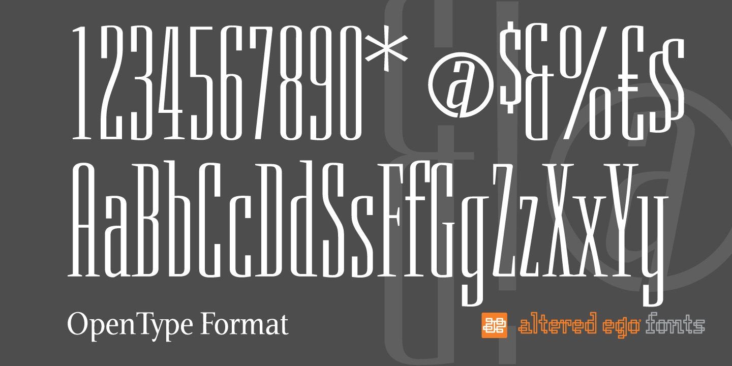 Altered Ego Fonts Chevron AE Condensed Display Typeface