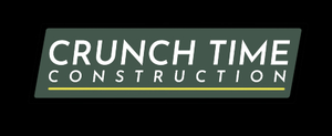 The logo for crunch time construction is on a white background.