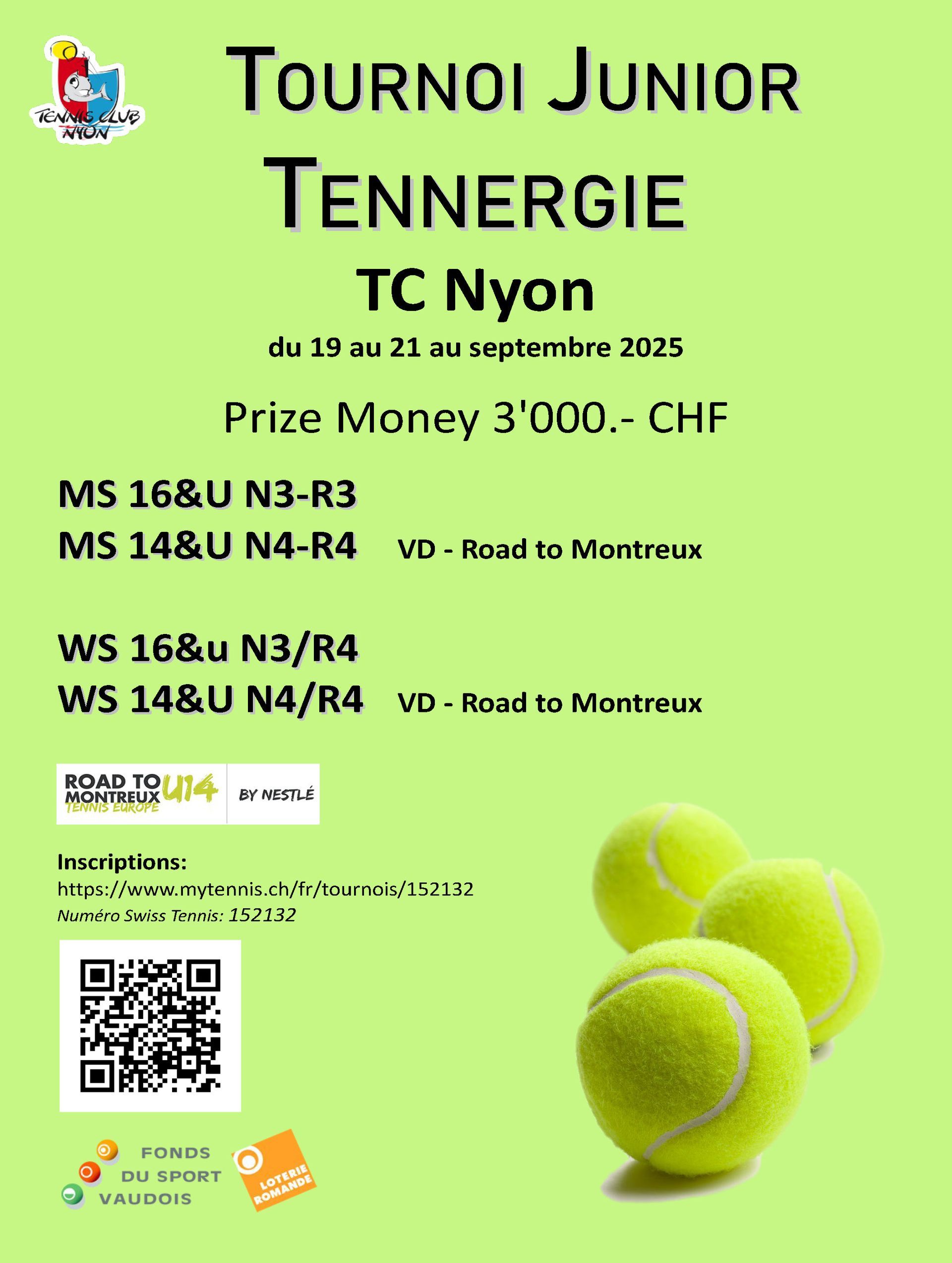 Tournoi Tennergie Junior au Tennis-Club de Nyon