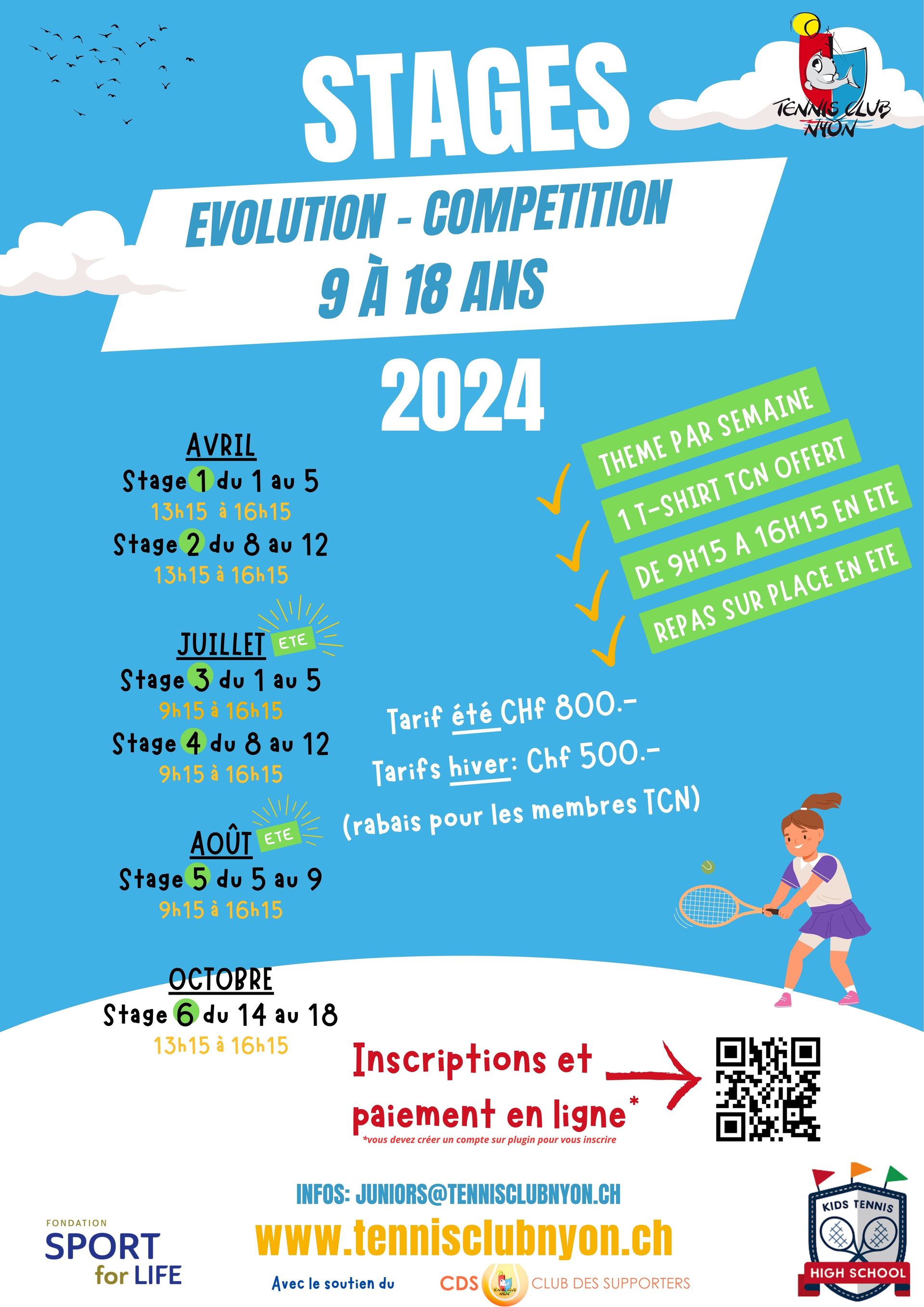 Une affiche pour le concours Stages Evolution 9 à 18 ans 2024