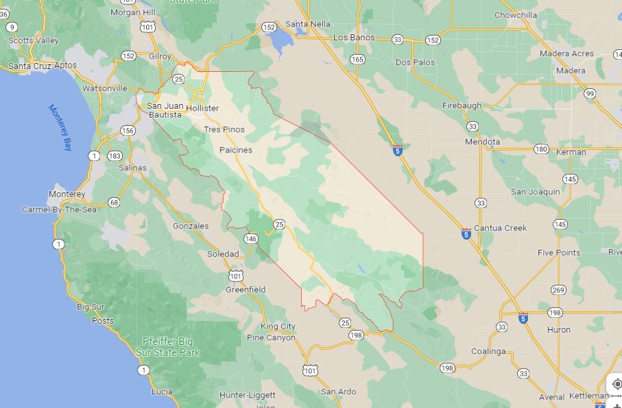 A map of california with a lot of roads and mountains