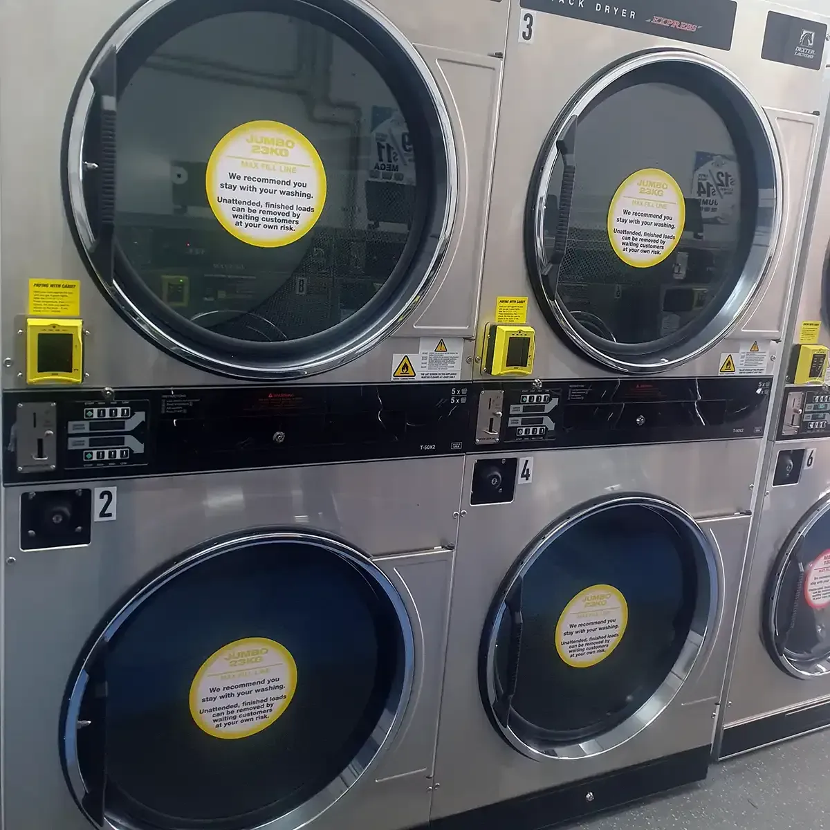 JUMBO 23kg gas dryers at San Mateo Laundromat in Mildura