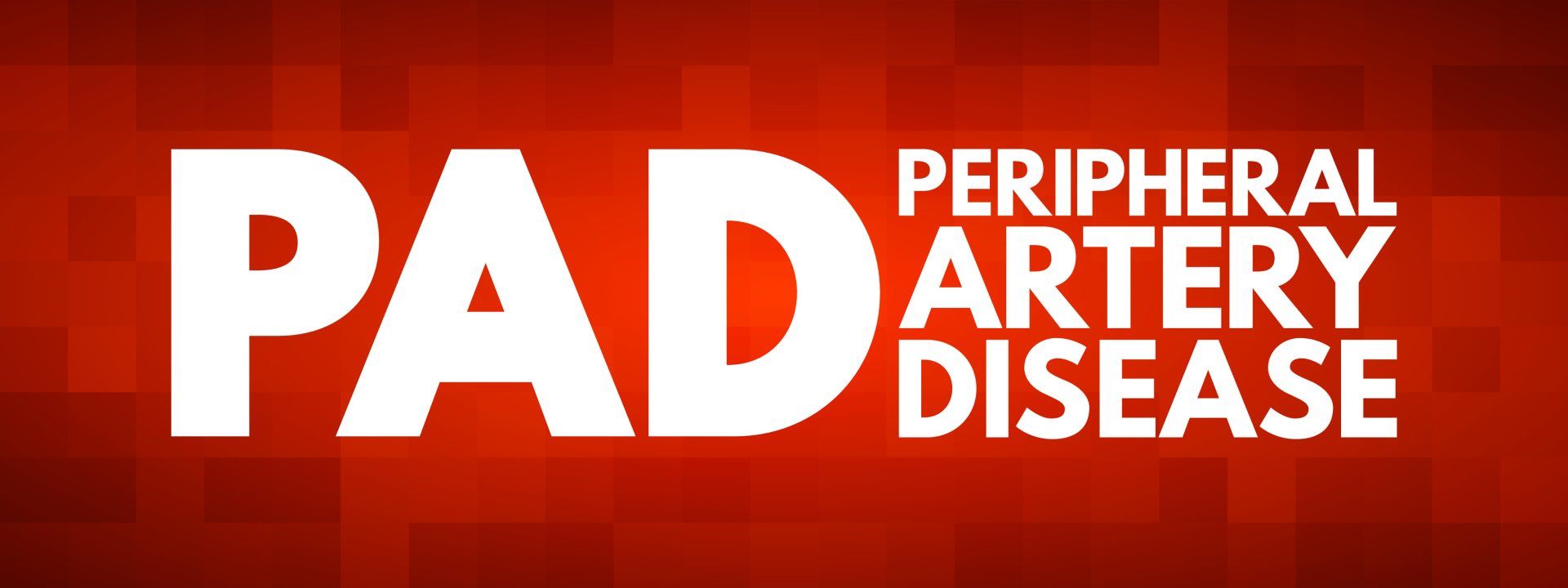 A red background with white text that says peripheral artery disease