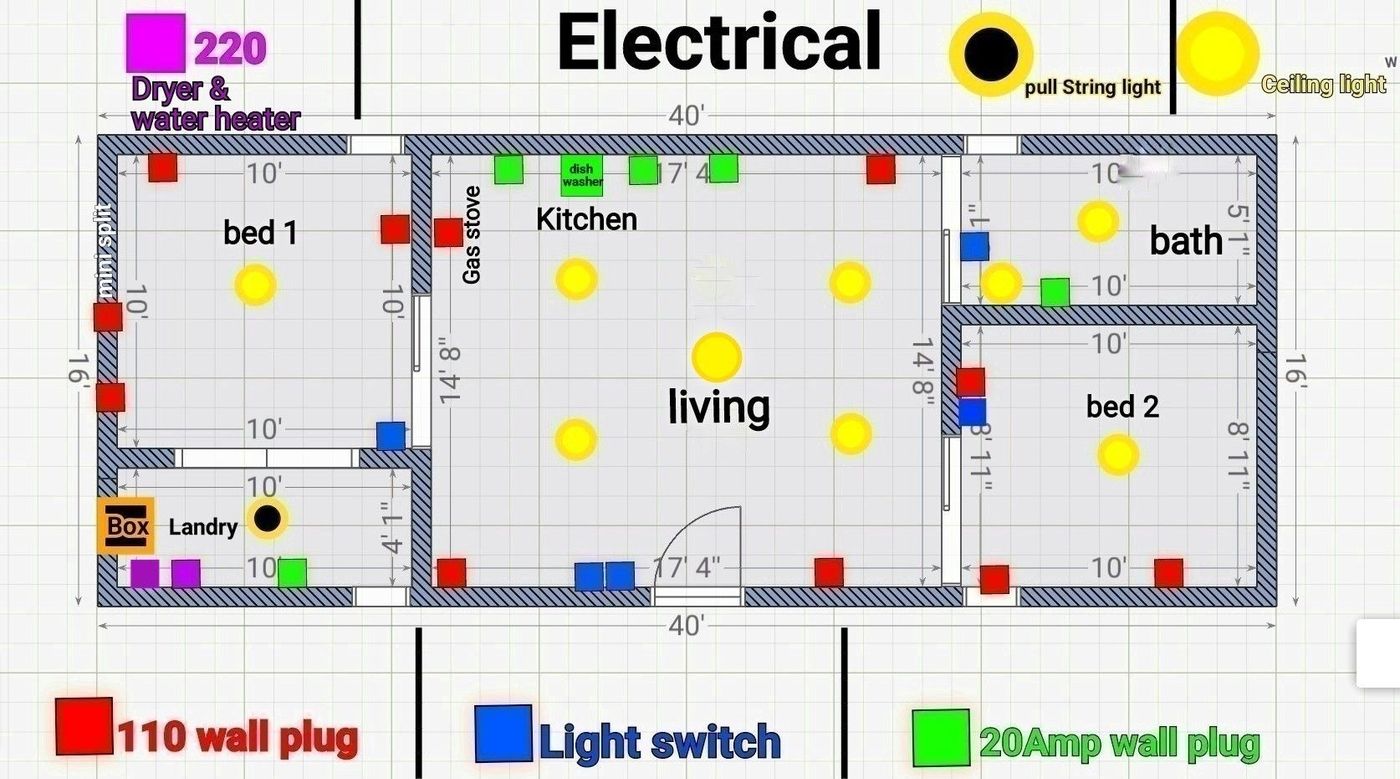 A floor plan of a house with the word electrical at the top