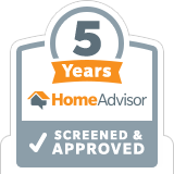 A sticker that says `` 5 years home advisor screened and approved ''.