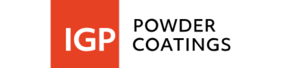 Das logo von igp pulverbeschichtungen ist rot und weiß.