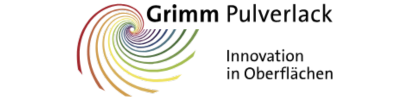 A logo for grimm pulverlack innovation in oberflachen