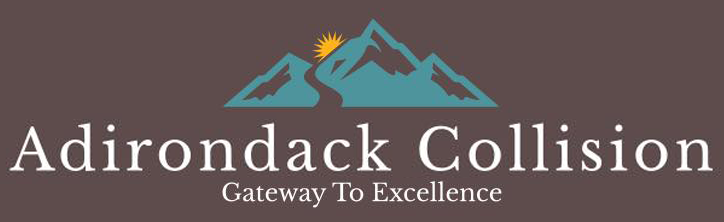 Logo for Adirondack Collision featuring a mountain range and sun icon, with the text "Gateway To Excellence."