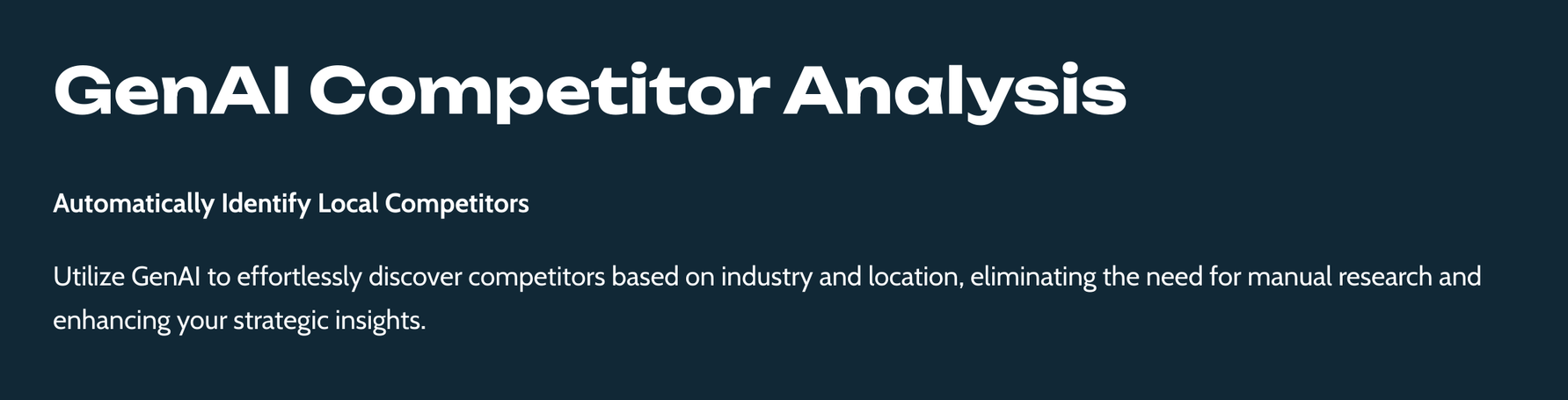 A blue background with white text that says genal competitor analysis