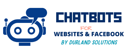 Blue robot graphic with speech bubble, 