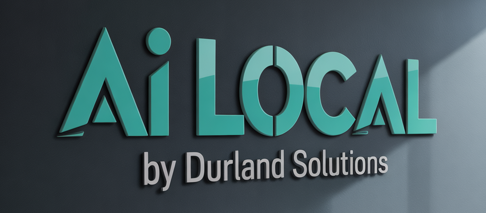 Logo for AiLocal by Durland Solutions in teal and gray.