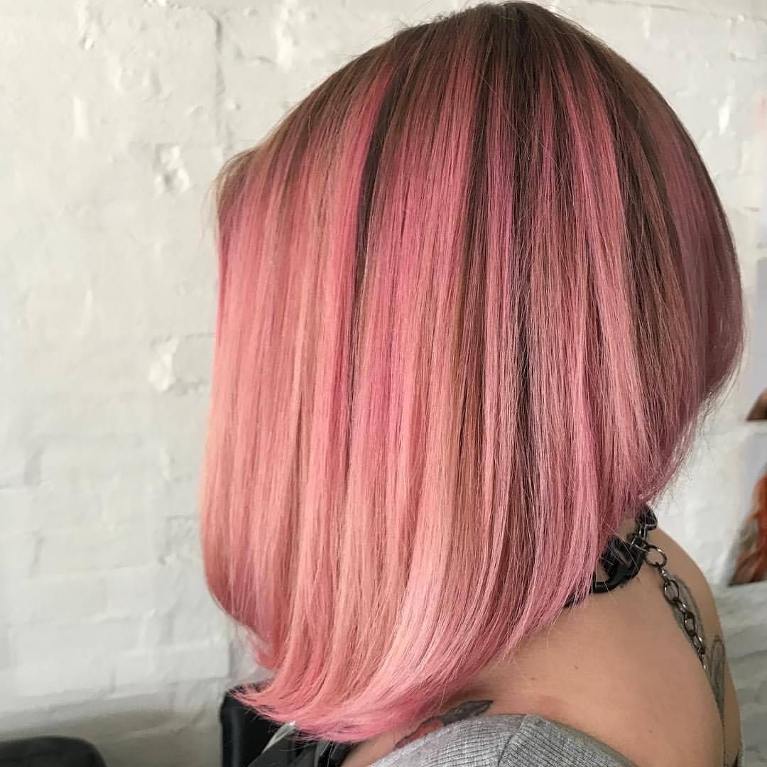 Woman With Pink and Brown Crimped Hair, Wearing a Black Necklace — Lavish Hair in Shepparton, VIC