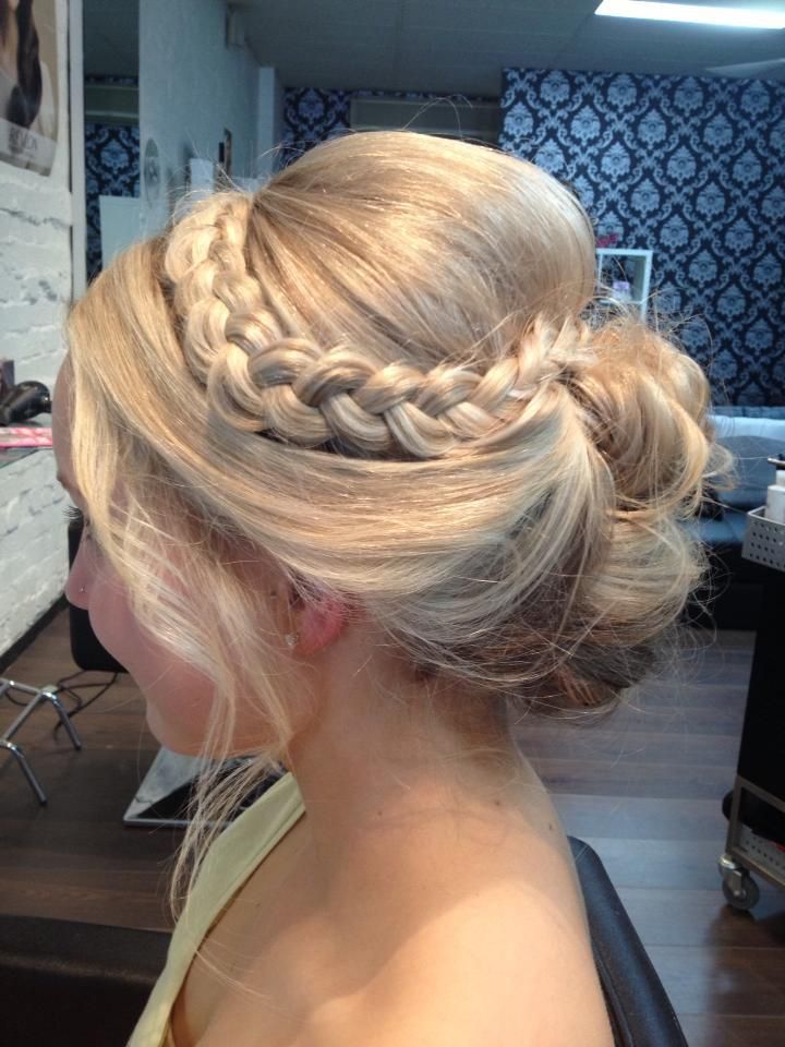 Blonde Woman With a Braided Updo Hairstyle — Lavish Hair in Shepparton, VIC