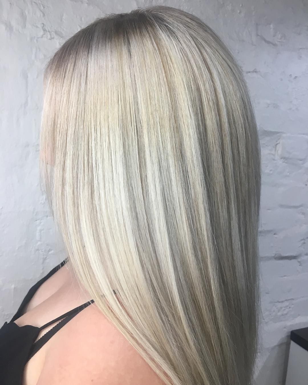 Woman With Long, Straight, Blonde Hair, Some Shadow, Wearing a Black Top — Lavish Hair in Shepparton, VIC