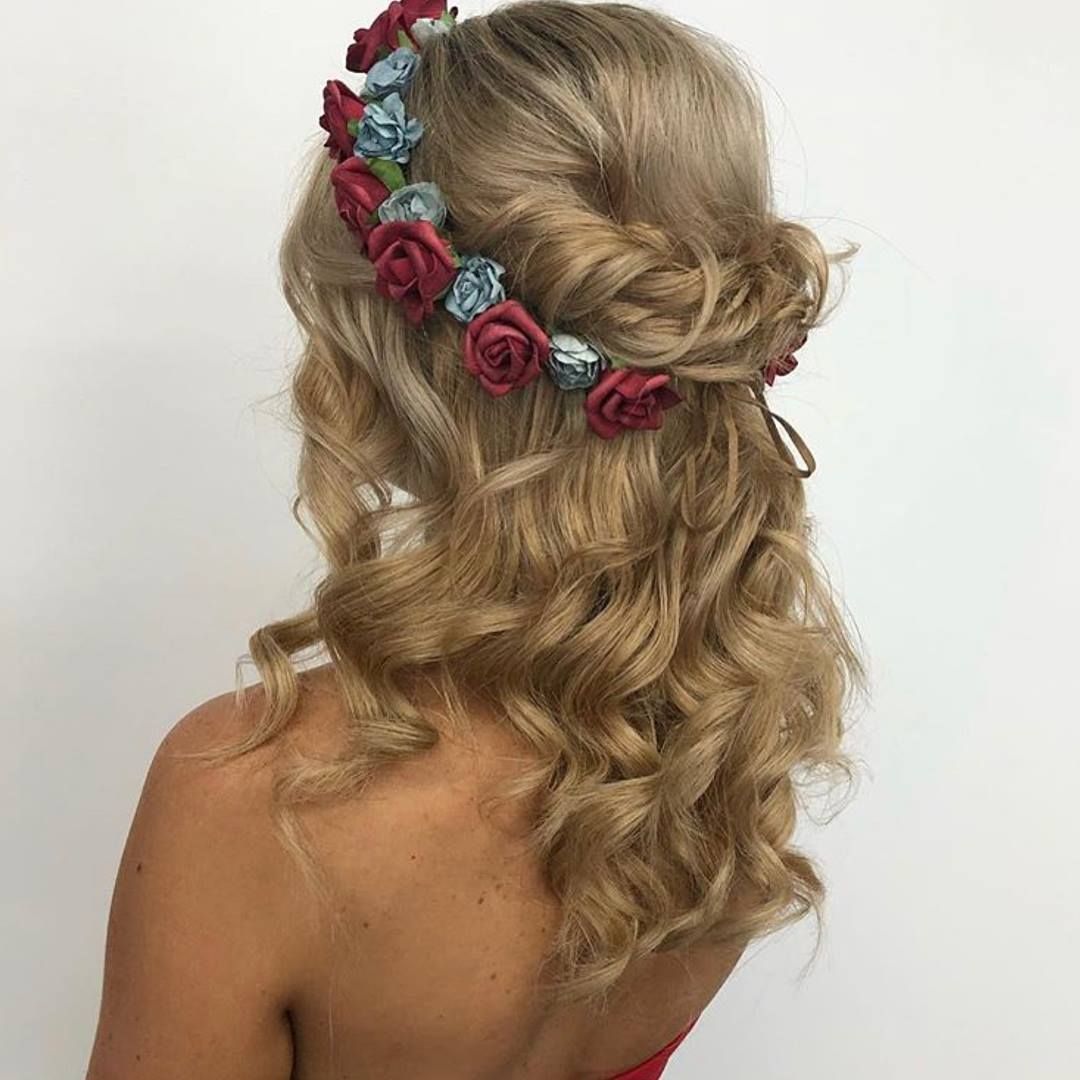 Woman With Blonde Wavy Hair, Flower Crown, Half-up Hairstyle — Lavish Hair in Shepparton, VIC