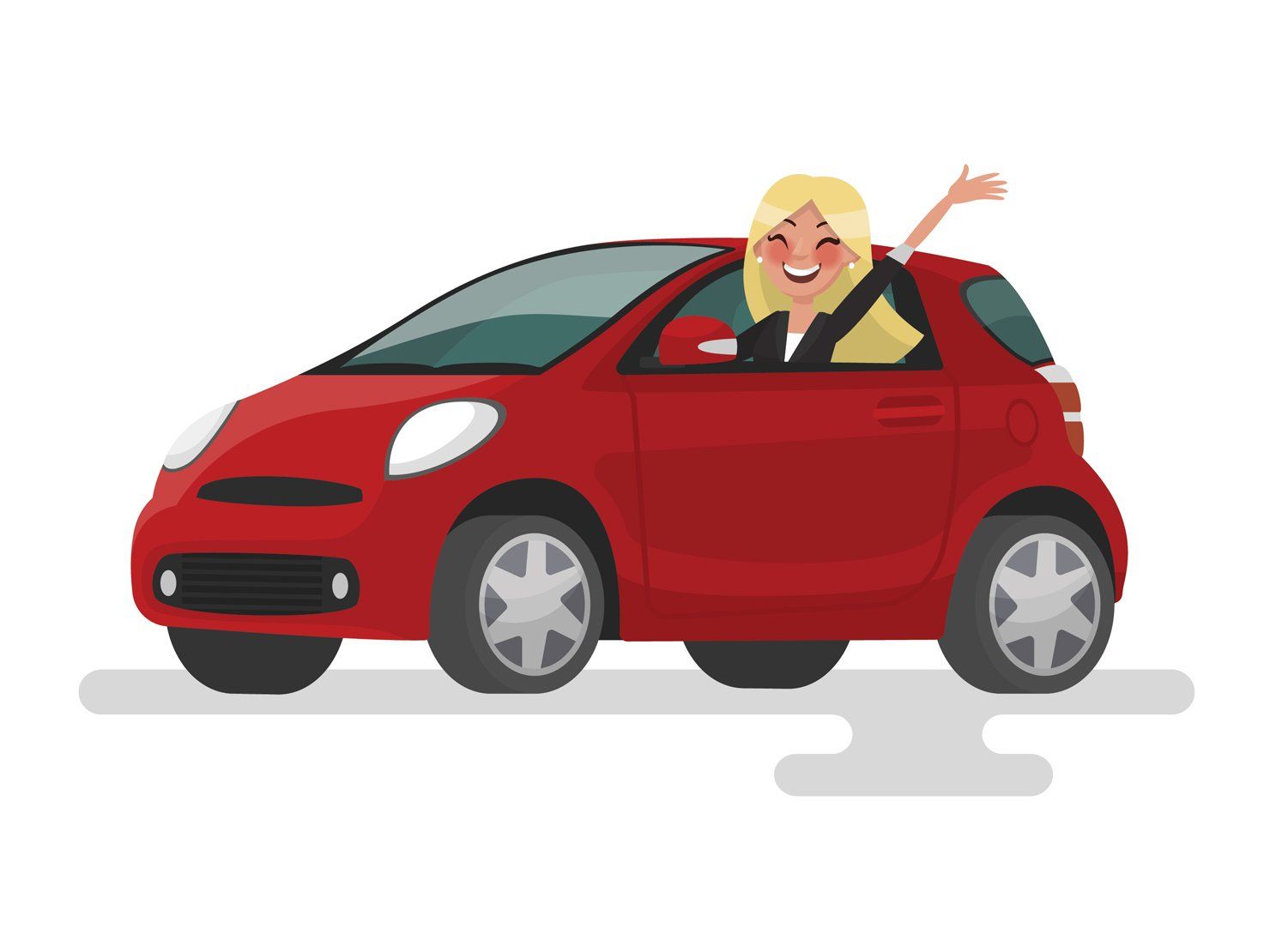 vector of a woman and a car