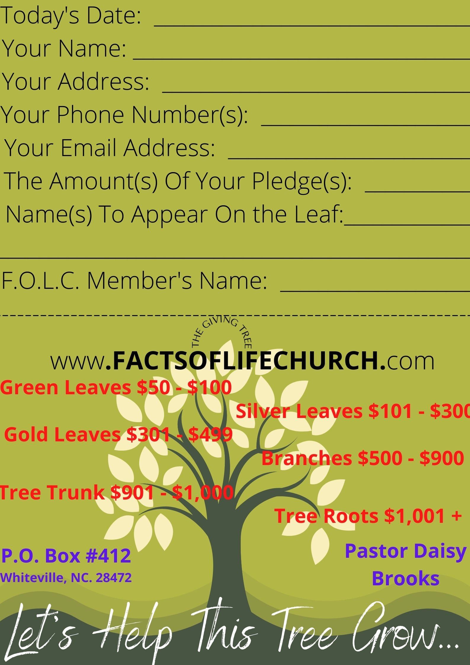 Church Whiteville, NC Facts of Life Church