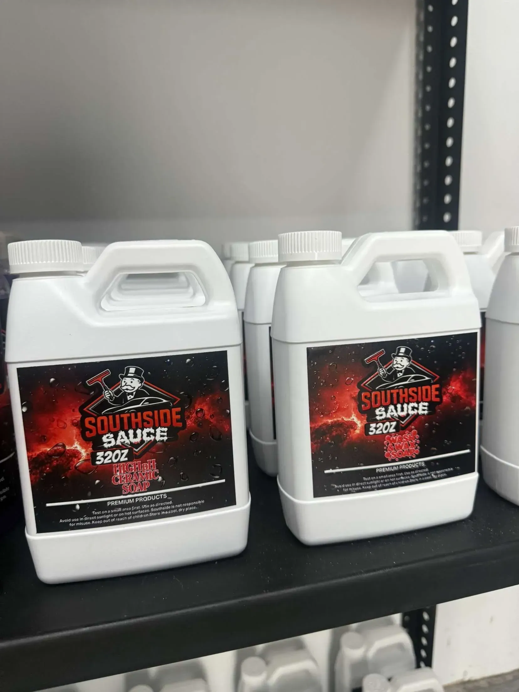 White plastic jugs of 