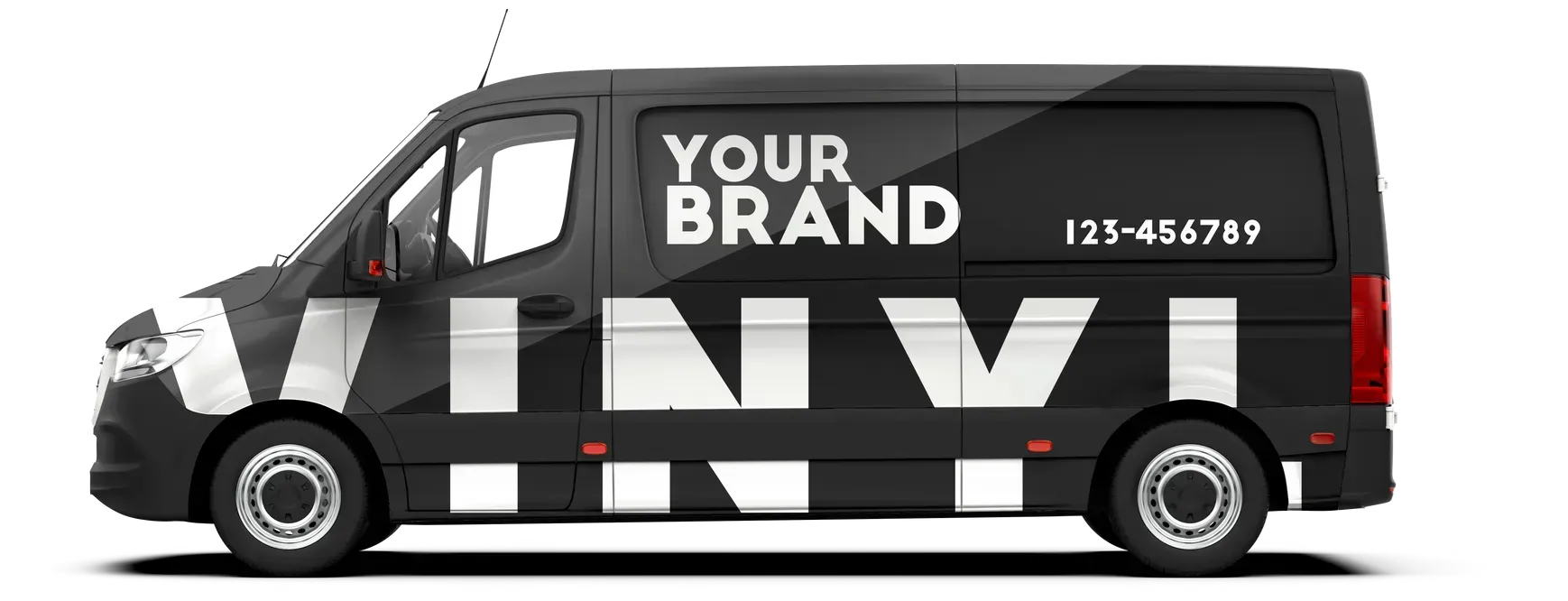 Black van with white 