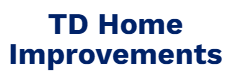 The logo for td home improvements is blue and white.