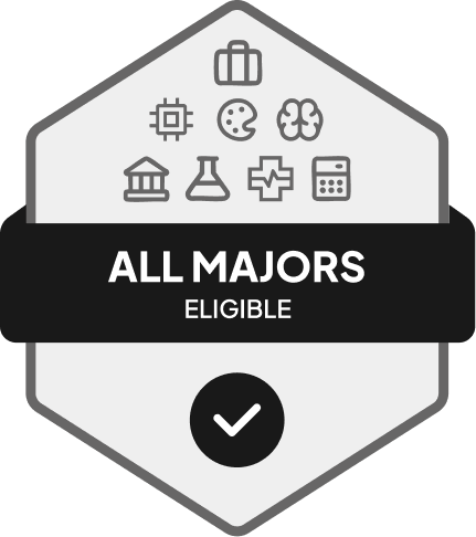 Badge with All Majors Eligible text 