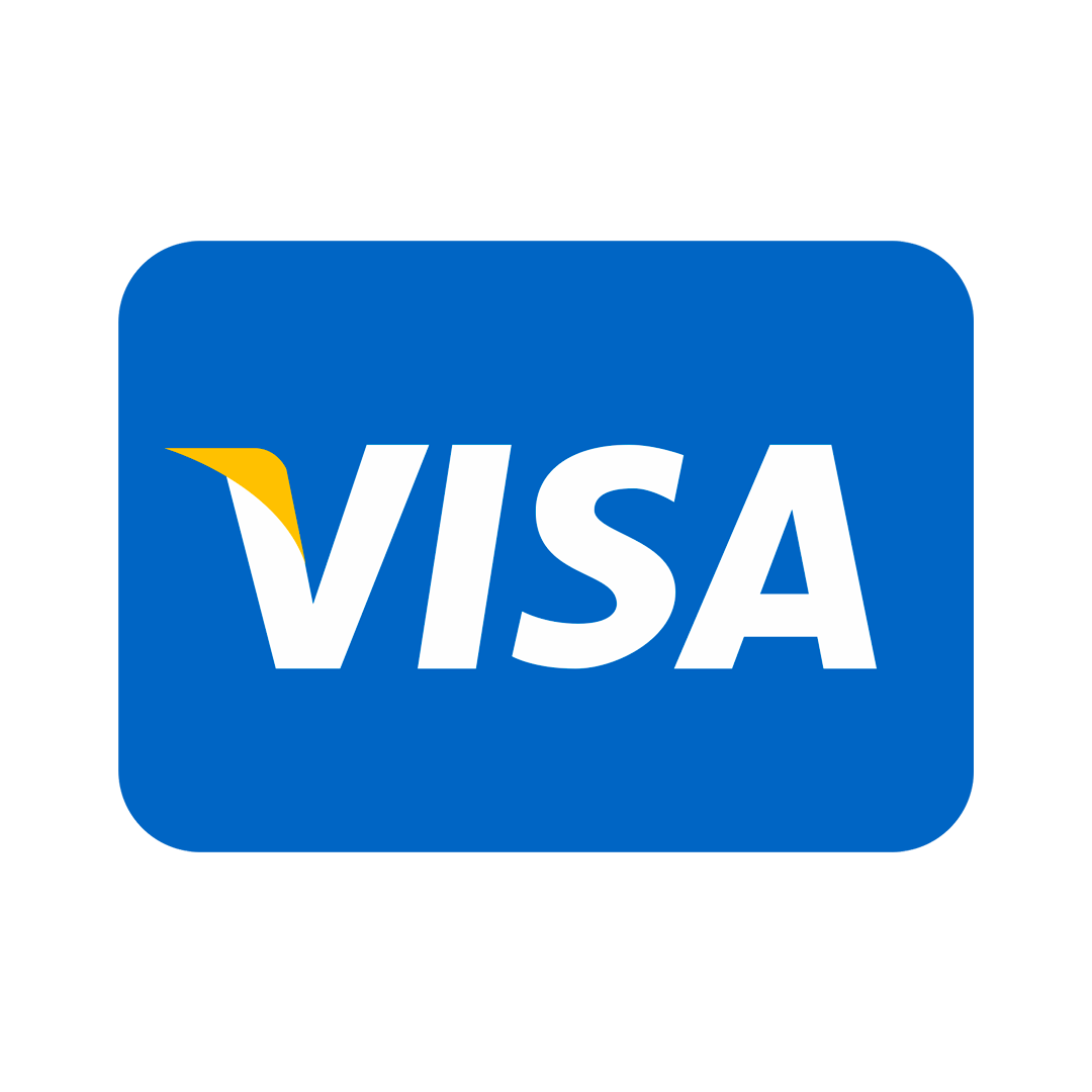 A blue and white visa logo on a white background.